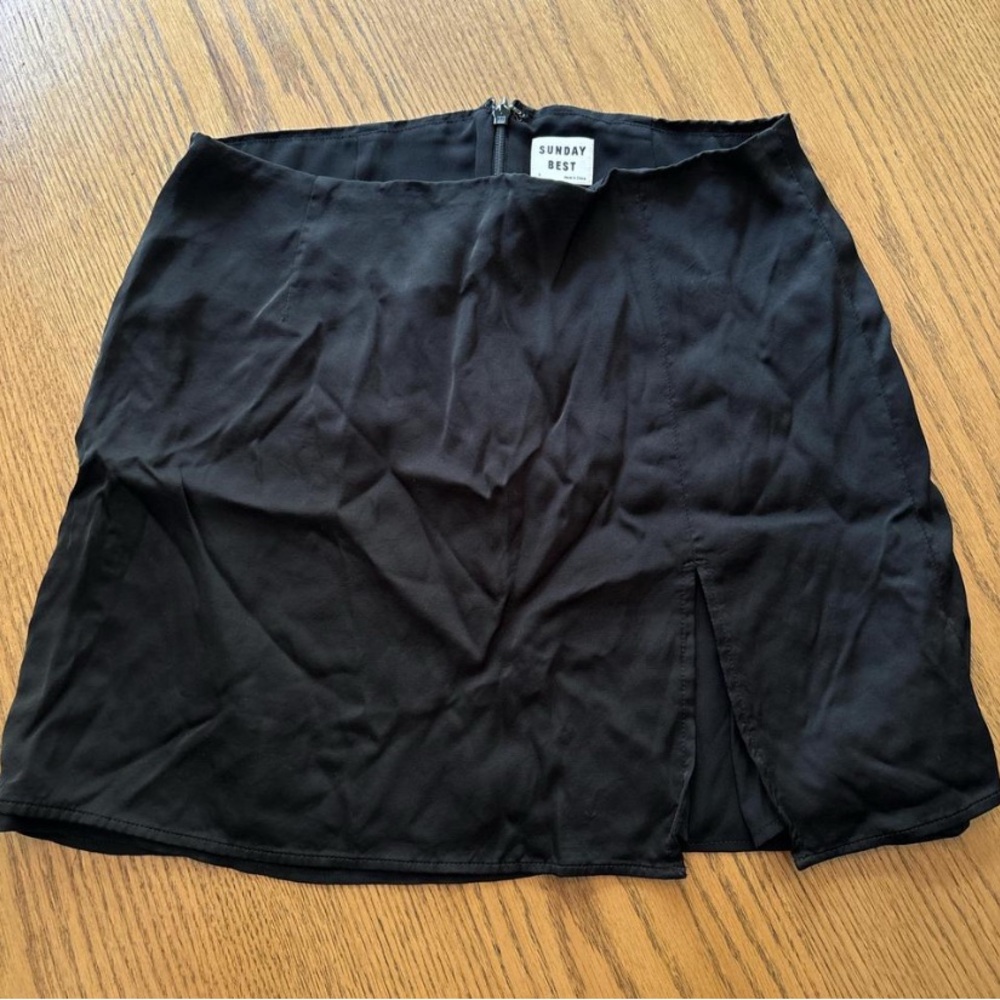 Aritzia Sunday Best Black Satin Mini Skirt